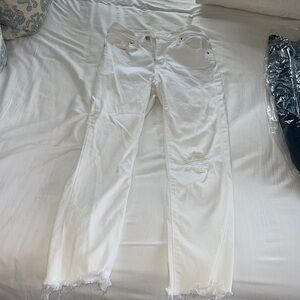 Levi high rise straight crop white jeans